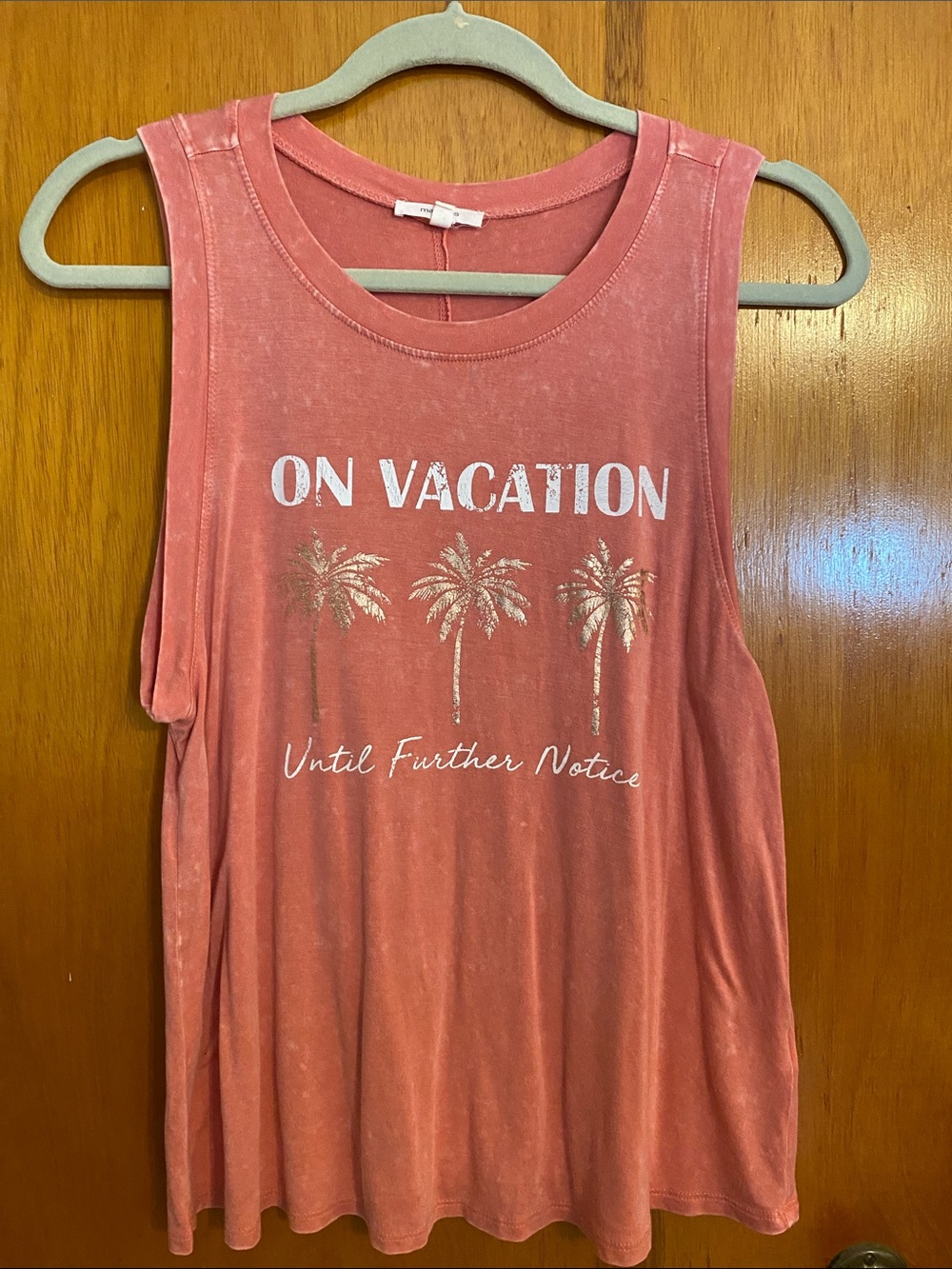 Maurices Coral Pink 'On Vacation' Graphic Muscle Tank